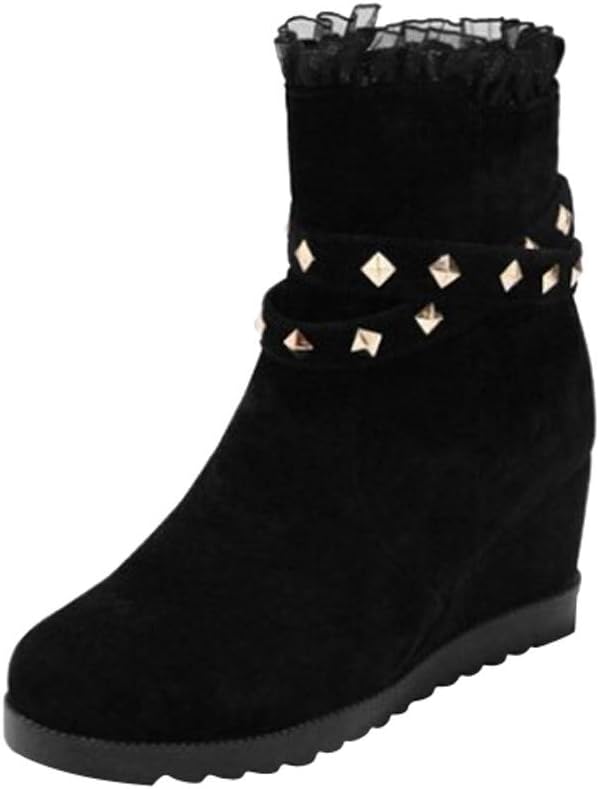BYEEE ♥‿♥ Classic Thick-Soled Wedge Heel Increase Female Lace Side Pull Zipper Women's Boot