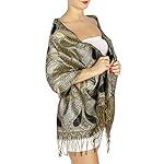 Pashmina Scarfs for Women, Pashminas Wrap Shawls, Soft Wedding Scarf, Paisley Lurex Jacquard Evening Scarves