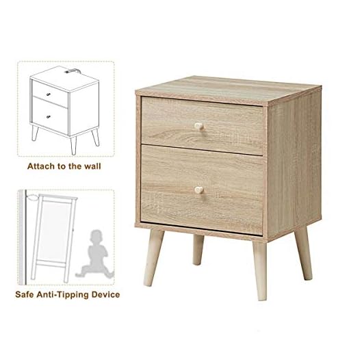 Giantex Nightstand W Drawers And Solid Rubber Wood Legs Large Storage Space Side Sofa Table For Bedroom Living Room Hallway Storage Cabinet Organizer Beside End Table 2 Natural Beachfront Decor