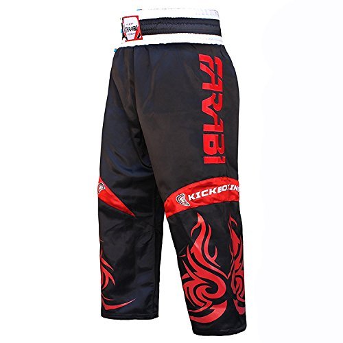 Farabi KickBoxing Trousers Pants Mix martial arts Full contact Blue Red Black Kids & Adult sizes (Black, Large) - Thumbnail 2