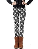 HDE Women Winter Knit Leggings Fleece Line Nordic Design Thermal Insulated Pants (Bunnies!, L)