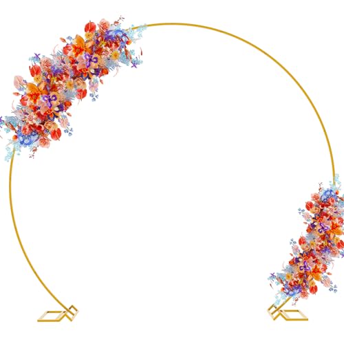 Fomcet 8.5FT Gold Round Backdrop Stand Metal Wedding Arch Stand Circle Balloon Arch Frame for Wedding Birthday Party Anniversary Valentine Ceremony Decorations