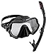 ZMZ DIVE Adult Snorkel Set, Tempered Glass Diving Mask and Dry Snorkel, Adjustable Anti-Leak Anti-Fog Design Panoramic Scuba Mask, with Food-Grade Silicone for Freediving Snorkeling (Black)