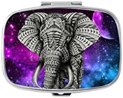 Galaxy Space Tribal Elephant Custom Designed Stainless Steel Square Pill Box Medicine Tablet Holder