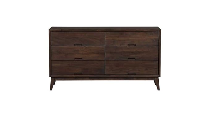 Aprodz Mango Wood Storage Cabinet Cruz Chest of 6 Drawers Furniture for Living Room | English Walnut