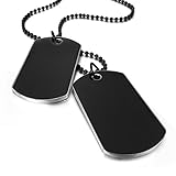 Men's 2 PCS Alloy Enamel Pendant Necklace Black Army Style Name Double Dog Tag Biker 27 Inch Chain