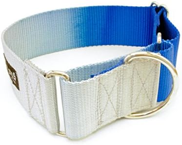 Grey & Blue Nylon Dog Collar- 5/8"- 2" Widths - XS-XXL - Martingale, Buckle - Custom-dyed (Martingale Collar, L 2")