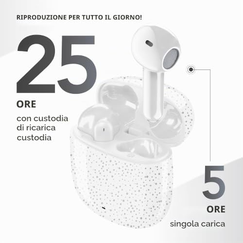 - Showy Auricolari Bluetooth a Capsula, Design Ergonomico, Suono Bilanciato e Comfort Ottimale, Fantasia Dotted Elegance