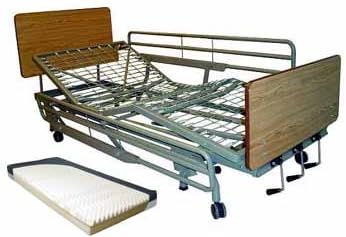 Deluxe Manual Adjustable Hospital Bed w/ Full Length Rails