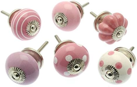 Glitknob 14 X Mixed Pink &amp; White Ceramic Cupboard Knobs Cabinet Drawer Pulls (Maharaja-218-G)