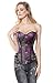 Charmian Women's Steampunk Gothic Brocade Steel Boned Bustier Corset with Buckle Purple XXX-Large
