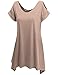 Doublju Womens Short Sleeve Cut-Out Shoulder Tunic Blouse Top