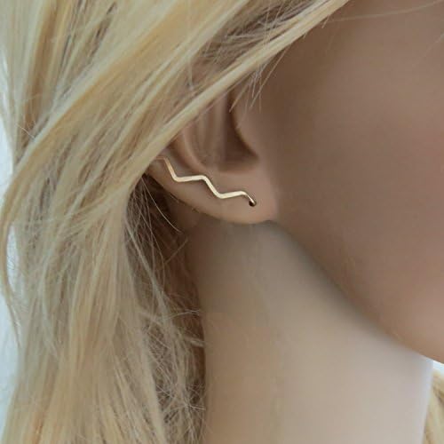 Gold Filled Ear Climber Chevron Earrings, Pair