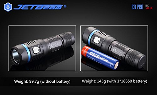 Jetbeam C8 Pro Outdoor Flashlight -1200 Lumens -SST-40 N4 BC LED w/ Exclusive Jetbeam Keychain Light