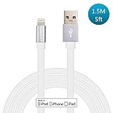 LINKPIN Apple Mfi Certified 8pin USB Lightning to Sync Charger Flat Cable 5 Feet/1.5m - Grey