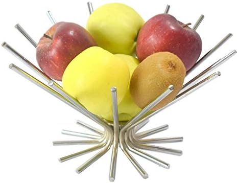 Erbanize® Fruit Basket, Fruit Stand. Fruit Bowl & Fruit Holder. Tabletop/Kitchen Countertop. Silver Chrome.