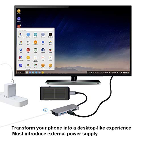 USB C to HDMI VGA Ethernet Adapter, Type C Hub with HDMI 4K RJ45 2 USB3.0 Audio and PD Charging Ports,Compatible with Samsung DeX for Galaxy S9/S8/Note 9/8,Nintendo Switch Adapter,MacBook/MacBook Pro