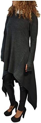 Kumer Women's Asymmetric Hem Long Sleeve Hoodies Sweatshirts Dress Loose Casaul Tunic Tops