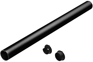 TOP SHELF HARDWARE Premium 1 5/16 Inch Diameter Round Wardrobe Tube Closet Rod with End Supports (Black, 48" Wide Space)