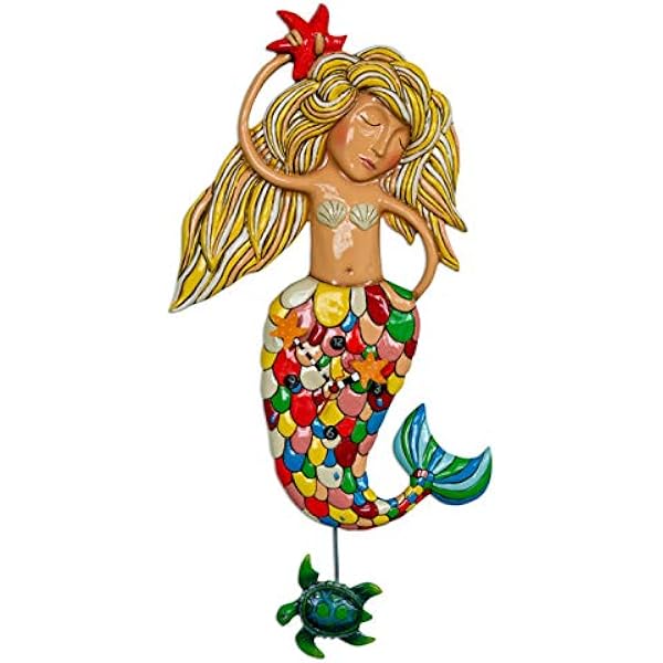 Allen Designs `Ruby` Whimsical Mermaid Pendulum Wall Clock Wall Clocks
