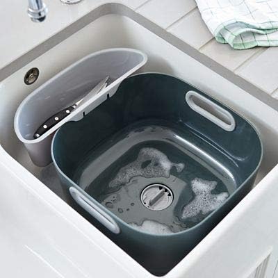 lakeland Clever Portable Washing Up Bowl with Knife Drainer 31.5cm x 30.5cm x 17.5cm Large Capacity, Grey - Image 3