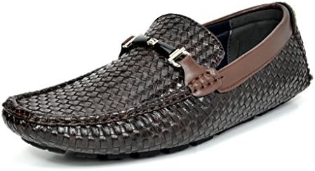 Bruno MARC MODA ITALY HUGH-02 Men's Weaved Casual Driving Loafers Slip On Square toe Boat Moccasins Shoes COFFEE 12