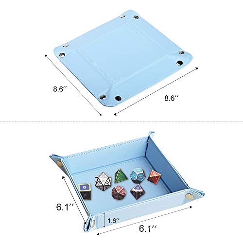 PUSU Valet Trays Beside Table Desktop Storage, Leatherette Keys Caddy Bedside Dresser Organizer Catchall Tray Dice Change Coins Wallet Jewelry Makeup Trinkets (Blue) - Thumbnail 3