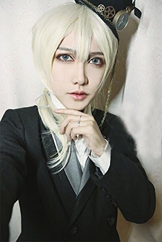 Cool Blonde Wigs for Male Men Boys Pastel Pure Color Synthetic Lace Front Harajuku Hair for Cosplay Party Masquerade Halloween