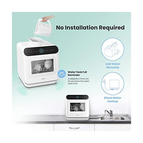 COMFEE-Mini-Plus-Dishwasher-TD305-W-Compact-Table-Top-Dishwasher-with-3-Place-Settings-7-Programmes-Touch-Control-LED-Display-Delay-Start-and-Off-peak-Wash-Function-White COMFEE' Mini Plus Dishwasher TD305-W Compact Table Top Dishwasher with 3 Place Settings, 7 Programmes, Touch Control…