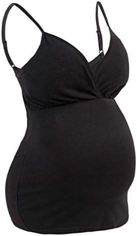 StellFash Nursing Shirts Tank Tops,Pregnant Pajama Tops,Wireless Cotton for Maternity Breastfeeding Camisole Bra, Sleeping Shirts, 1pc/Pack(black), Small