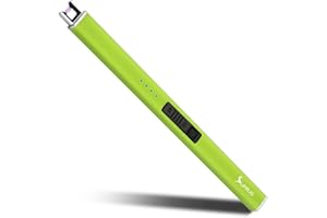 SUPRUS Fluorescent Lighter Glows in The Dark Electric Lighter Candle Lighter Rechargeable USB Arc lighters with Safety Lock Windproof Flameless Plasma for Candle BBQ Camping (Yellow)