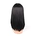 HAIRWAY Black Long Straight Wig for Women 14 Inch 50% Human Hair Wigs with Bangs for Daily Party Use