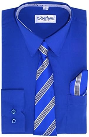 Boys Long Sleeve Dress Shirts Tie & Hanky Many Colors