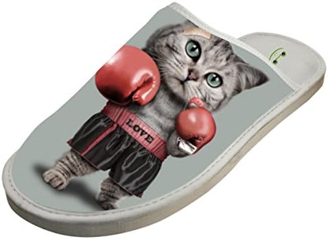 BOXING CAT Adult Unisex 3D Print House Slippers for Womens 11 D(M) US