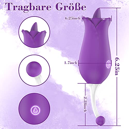 Zungenlecken Vibratoren für sie Klitoris und G-Punkt, 2 in 1 Vibrator leise und stark, 2 Motoren Aufliegevibratoren mit 10 Vibrationsmodi, Klitoris Stimulator, Sexspielzeug für Frauen und Paare