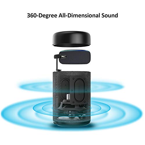 GGMM D7 Portable Speaker for Amazon Echo Dot 3rd Gen, Battery Power Supply 7 Hours Playtime, Increasing The Original Volume, Premium 360° Sound, Black (Dot Not Included)(Previous Version)