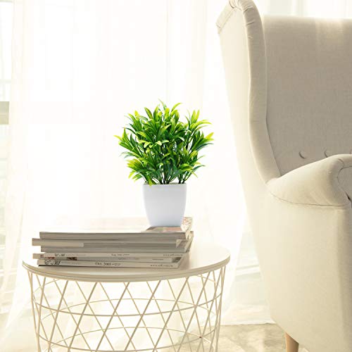 OFFIDIX Faux Plants Mini Potted Plastic Fake Green Plant Artificial Plants Aloe with White Square Pots for Home Decor (White Square Plastic Pots)