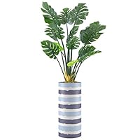 SIGNWIN Monstera Tree with Navy & Light Blue Jagged Paint Stripes Abstract Shapes Minimalism Zen Relax/Calm Multicolor Ultra for Living Room, Bedroom, Office - X-Large 5 Feet (60