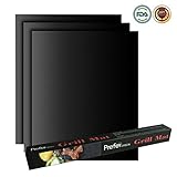 Prefer Green Non-Stick BBQ Grill Mat - Set of 3 Mats- Perfect for Baking on Gas, Charcoal and Electric Grills - Reusable, Heat Resistant Barbecue Sheets - 15.75