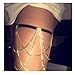Women Sexy Rhinestone Leg Chain Body Chain Jewelry Thigh Leg Chain Bracelet Leg Jewelry for Party Beach Accessories (Gold)