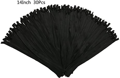 Tiaowang 50 pcs Nylon Invisible Zippers for Tailor Sewer Sewing Craft Crafter's Clothes 14 Inch 25 Colors (2 pcs per color) (14inch-Black-Pack of 30)