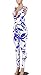 Mr.Seven Beaumode Womens Sleeveless Deep V-Neck Floral Printed Long Pants Jumpsuits Rompers (XL, Blue)