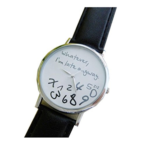 YANG-YI Women Leather Watch Whatever I am Late Anyway Letter Quartz Wrist Watches Hot (A)
