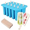 Nuovoware Ice Pop Maker, [Cavity of 10] Food Grade Silicone Frozen Ice Popsicle Makers with 100 Sticks, Kitchen Tools…