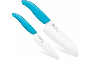KYOCERA Revolution 2-Piece Ceramic Knife Set: Chef Knife for Your Cooking Needs, 5.5" Santoku and 4.5" Utility Knife, White B