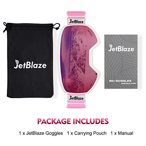 JetBlaze Ski Goggles, OTG Snowboard Goggles (Pink) - Thumbnail 5