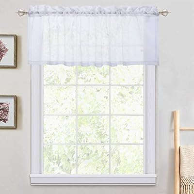 Amazon Com Haperlare White Sheer Curtain Valance Rod Pocket Sheer