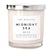 Midnight Sea Natural Soy Wax Candle White Jar Silver Lid Scented Summer Salt Citrus Musk Amber Spa Made in USA Lead and Gluten Free Cotton Wicks Modern Farmhouse Home Decor Bathroom Gift For Her