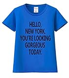 Women Short Sleeve Cotton T Shirt S-XXXL - Hello New York, u're goergous Blue XX- Large