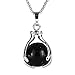 BEADNOVA Healing Natural Black Onyx Gemstone Necklace Crystal Ball Pendant Necklace with Stainless Steel Chain 18 Inches
